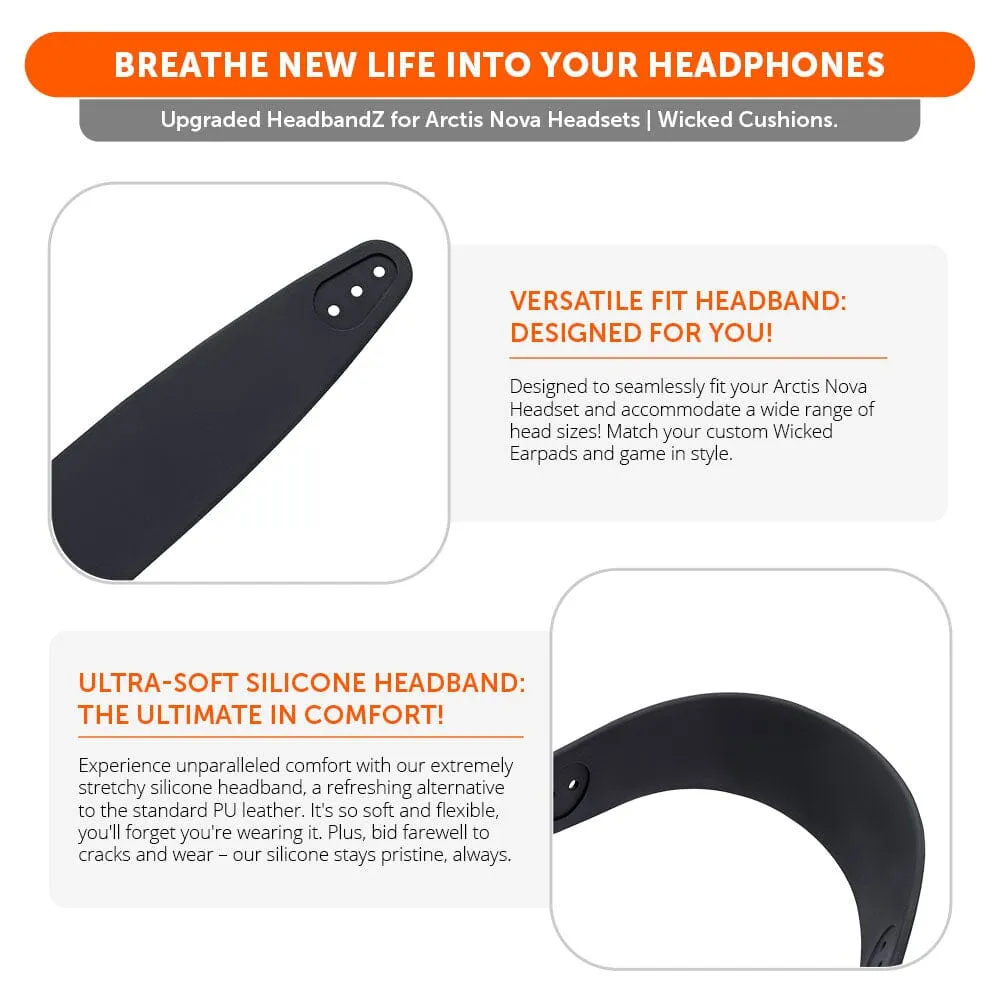 Wicked Cushions Upgraded Headband Replacement for Arctis Nova hovedbøjle sort silikone