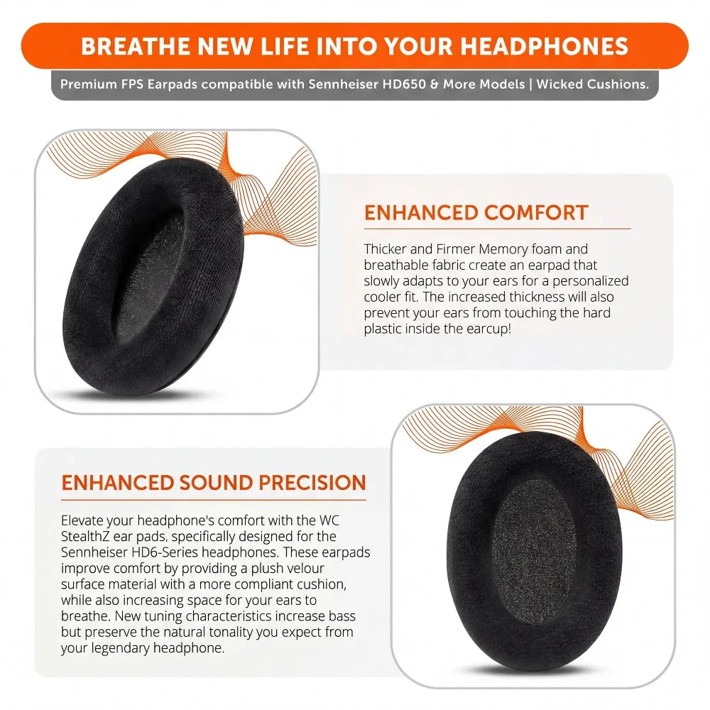 Wicked Cushions WC StealthZ HD6XX FPS ørepuder sort, velour