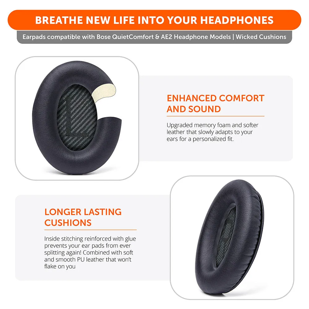 Wicked Cushions Bose QC35 Replacement Ear Pads ørepuder sort