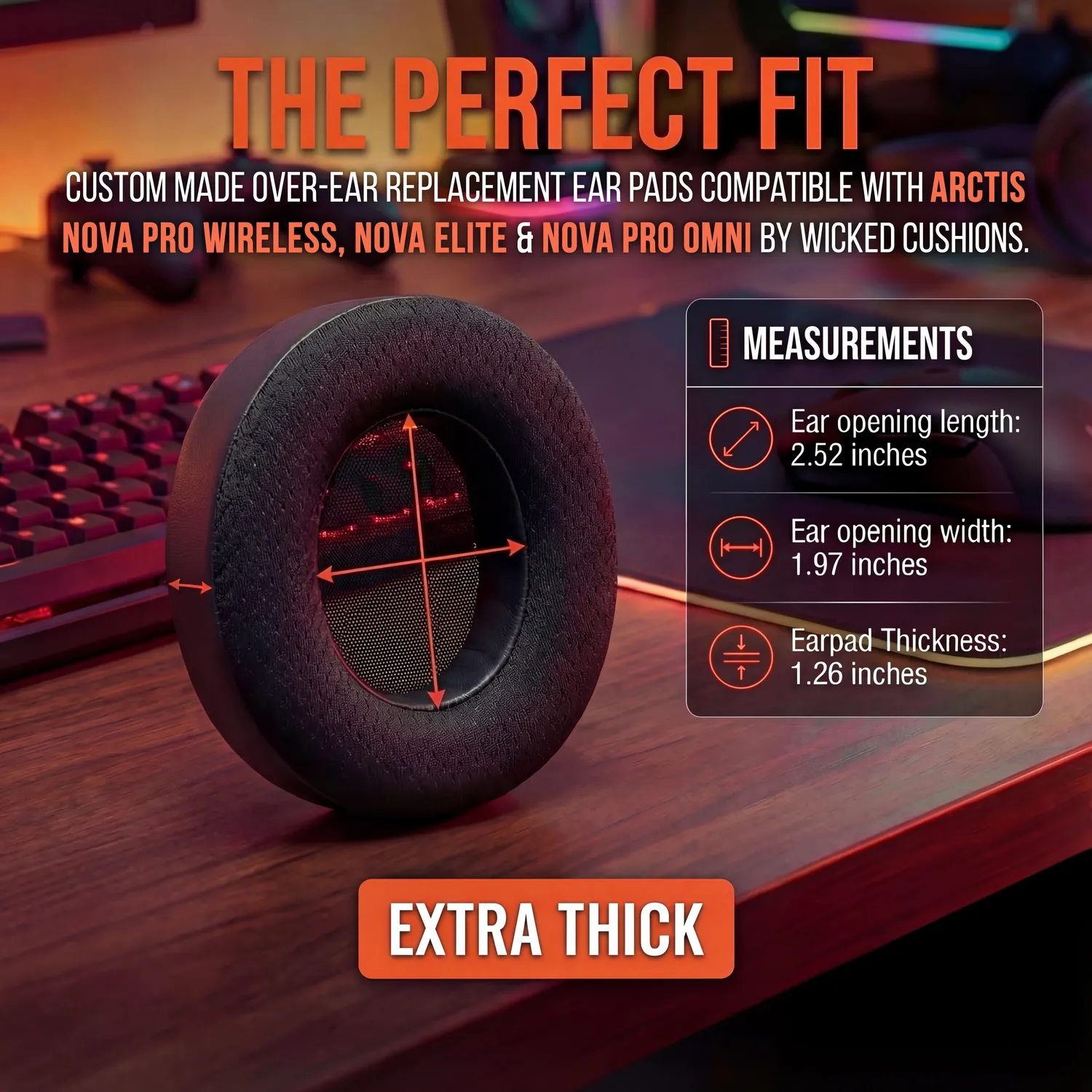 Wicked Cushions WC FreeZe Arctis Nova Pro Wireless ørepuder sorte gel