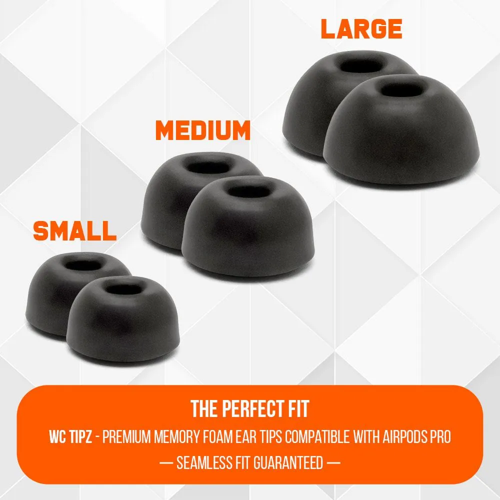 Wicked Cushions WC TipZ ørepropper til AirPods Pro, Pitch Black, 3 størrelser