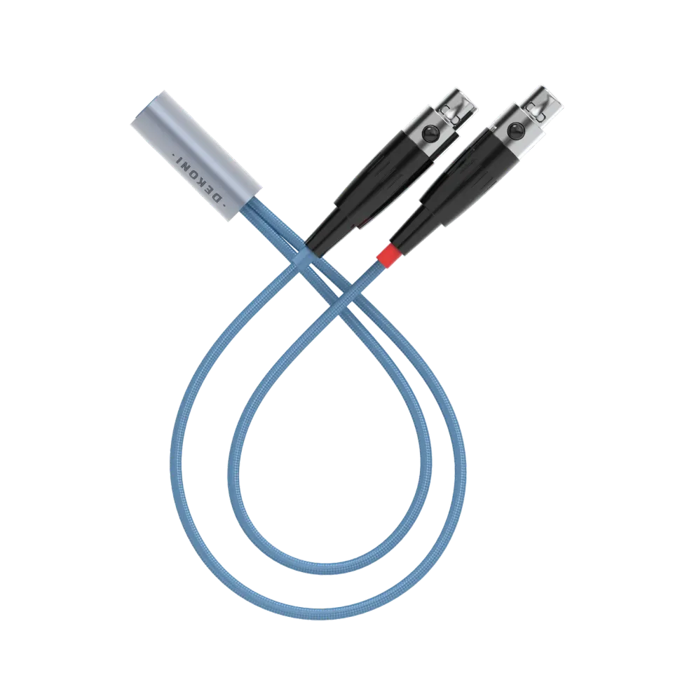 Dekoni Ensemble Postsplit 4-pin mini XLR kabel, blå nylonflet