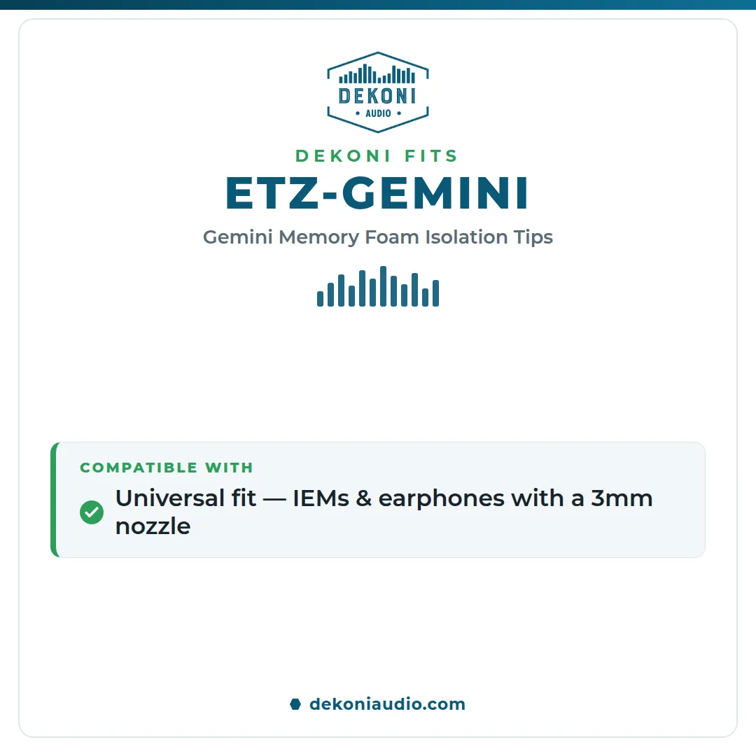 Dekoni Gemini 3 mm memory foam-ørepropper sorte, Small 3 par