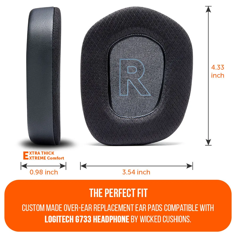 Wicked Cushions WC FreeZe Logitech G733 ørepuder sort kølegel