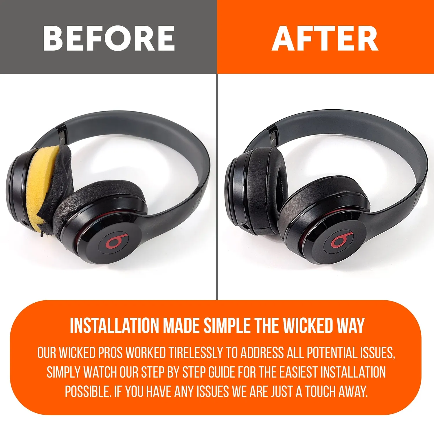 Wicked Cushions Beats Solo Earpads ørepuder sort memory foam