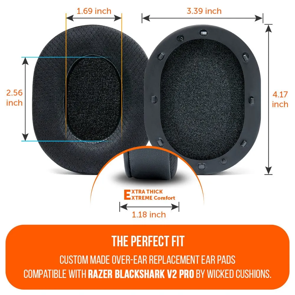 Wicked Cushions WC FreeZe Razer Blackshark V2 Pro ørepuder sort kølegel før 2023