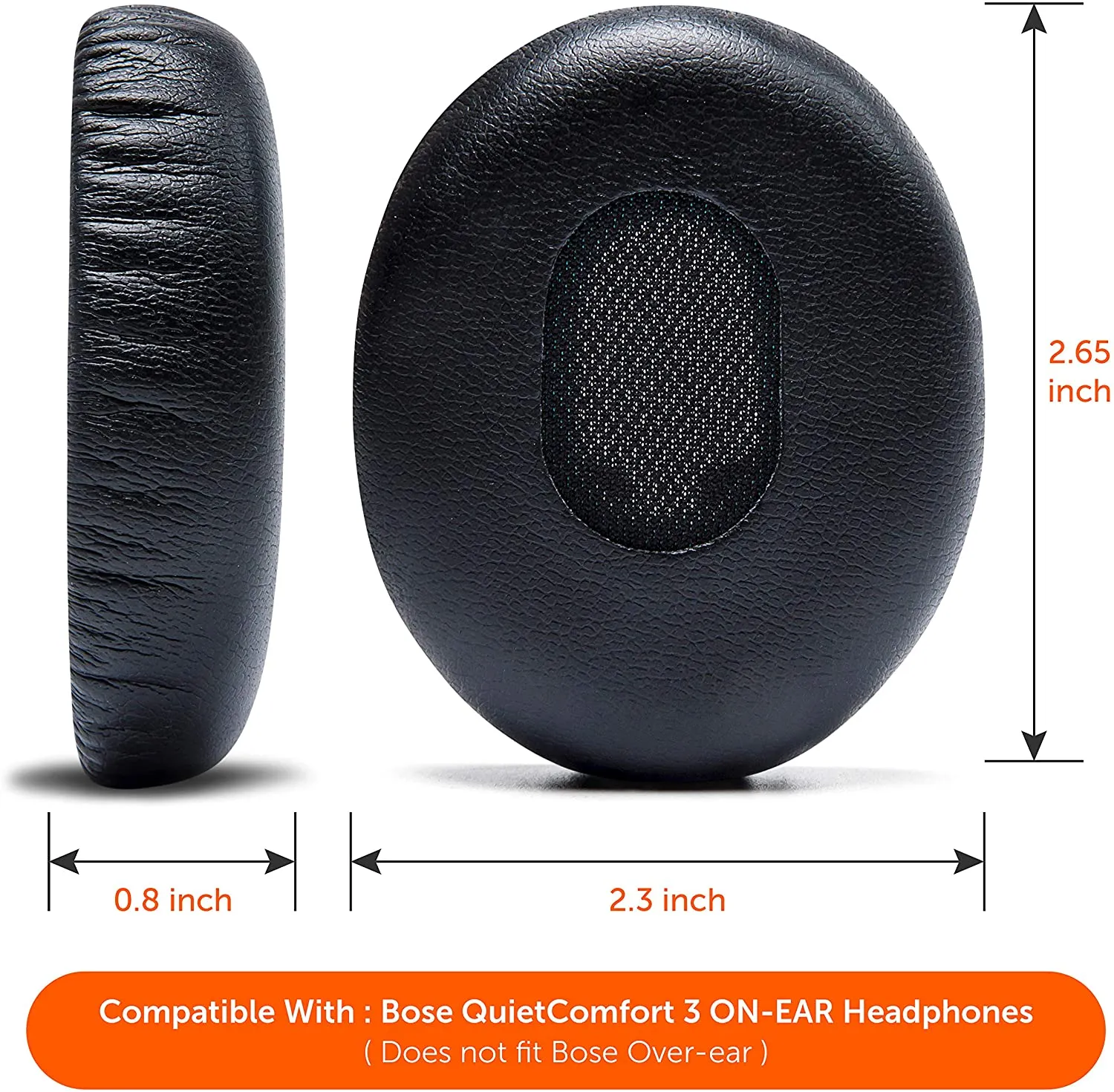 Wicked Cushions Replacement Ear Pads For Bose QC3 ørepuder sort memory foam
