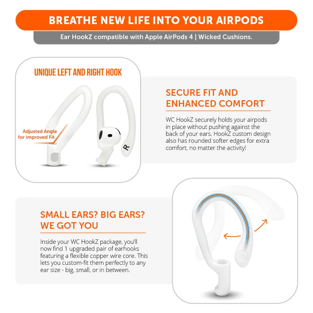 Wicked Cushions WC HookZ AirPods 4 ørekroge sort silikone