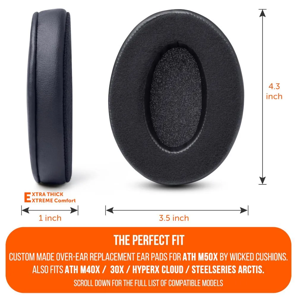 Wicked Cushions ATH M50X Velour Hybrid ørepuder, sort