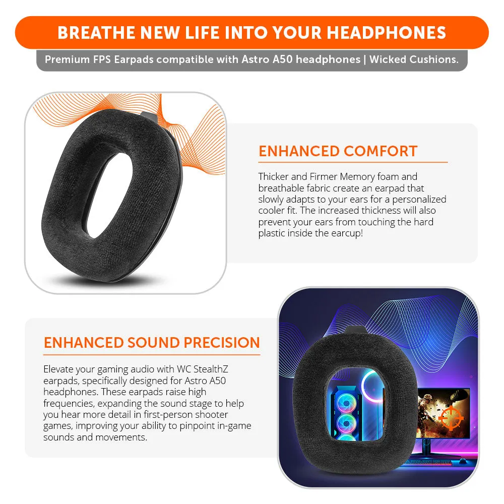 Wicked Cushions WC StealthZ A50 ørepuder sort til FPS