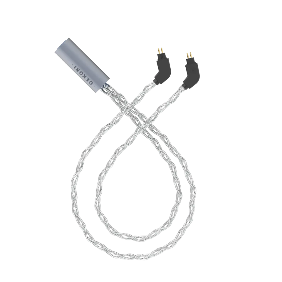 Dekoni Ensemble Post-Split 2-Pin IEM-kabel 0,78 mm sølvflettet