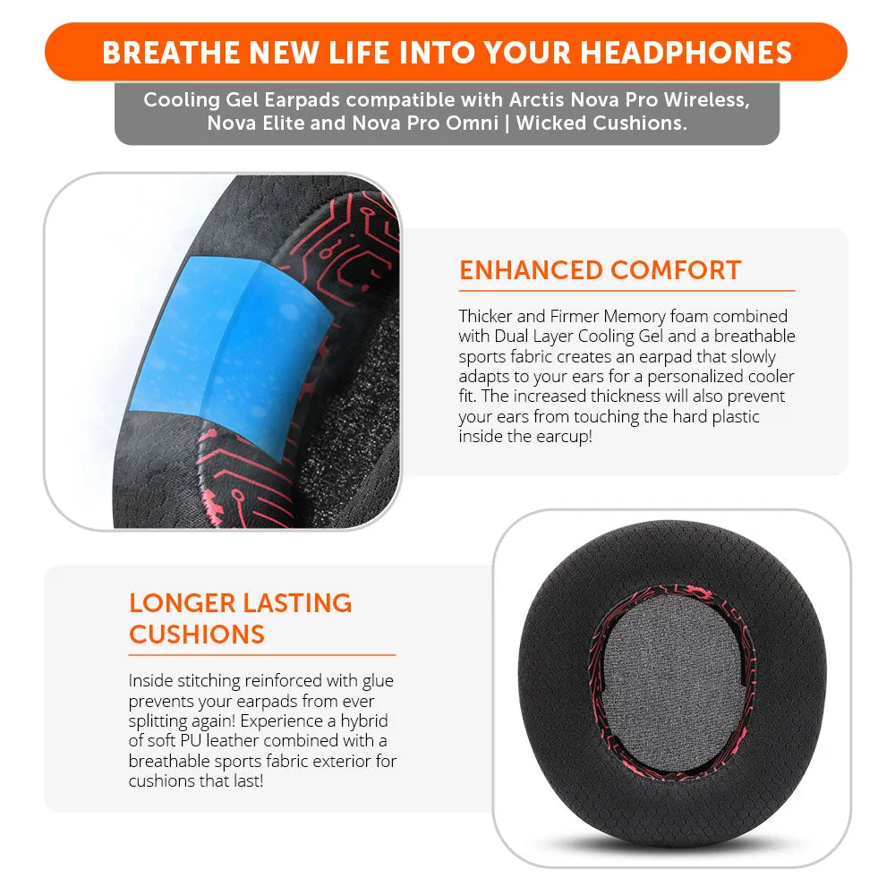 Wicked Cushions WC FreeZe Arctis Nova Pro Wireless ørepuder Techne kølegel