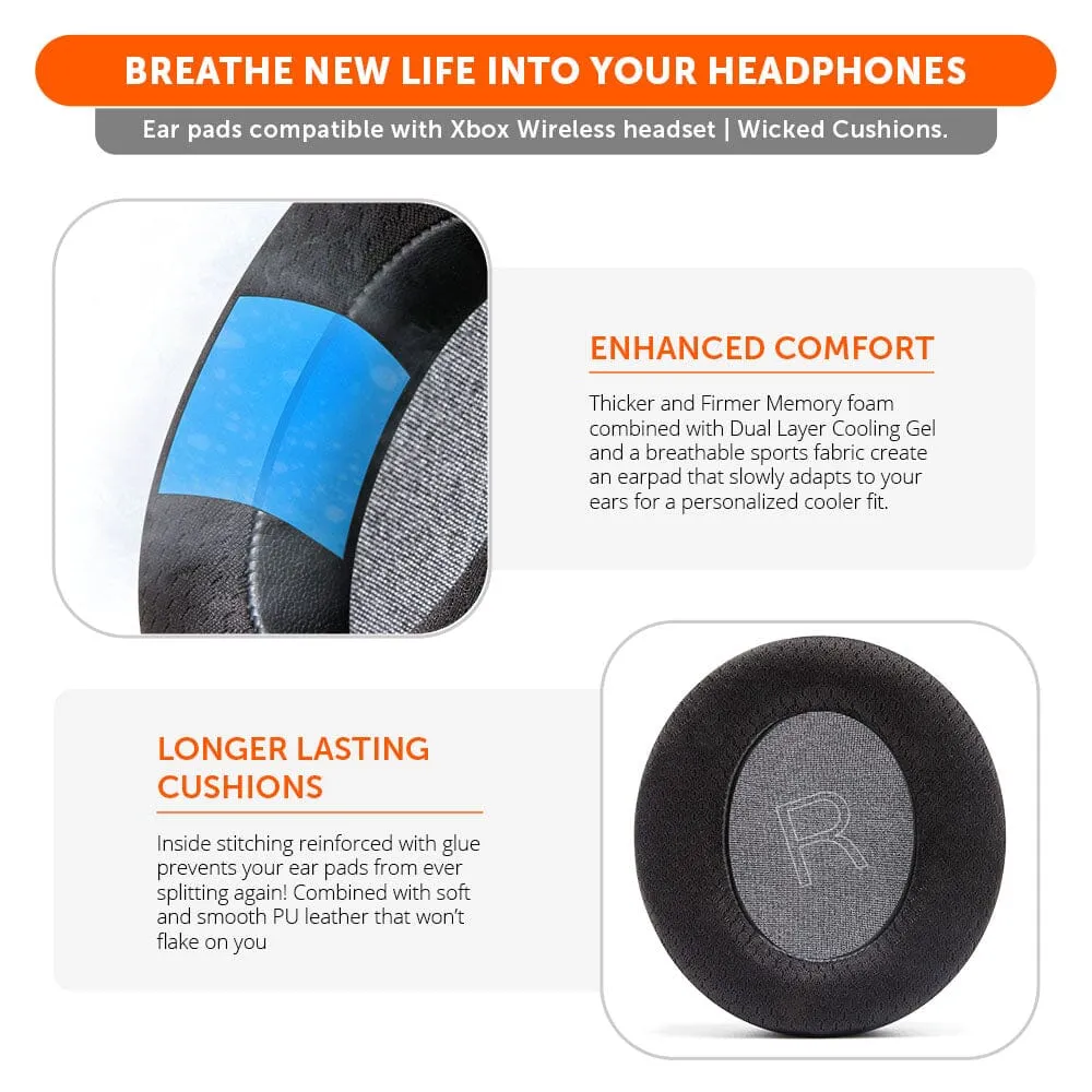 Wicked Cushions WC FreeZe Xbox Wireless Gaming Headset ørepuder Black kølegel