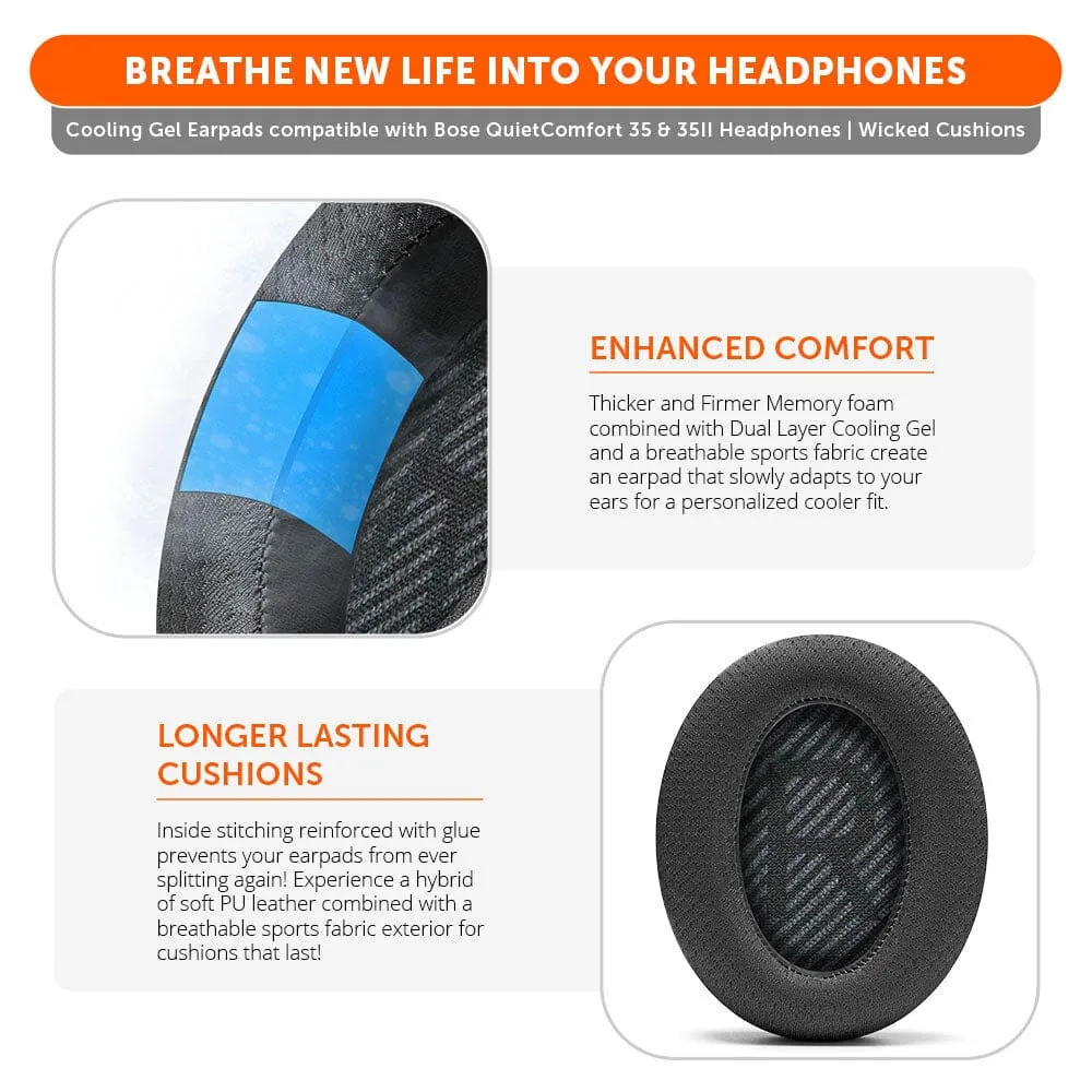 Wicked Cushions WC FreeZe Bose QC35 kølende ørepuder sort