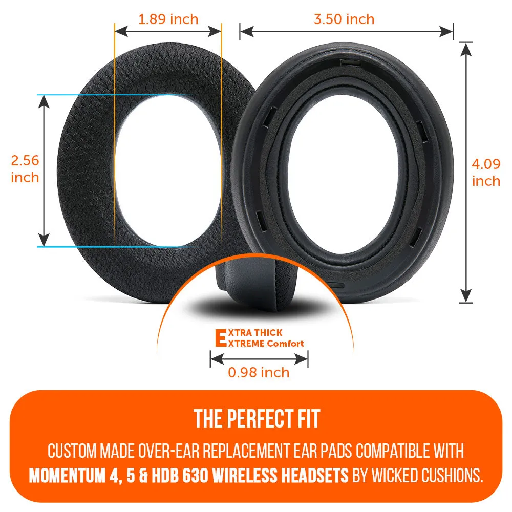 Wicked Cushions WC FreeZe Sennheiser Momentum 4, 5 & HDB 630 ørepuder sort