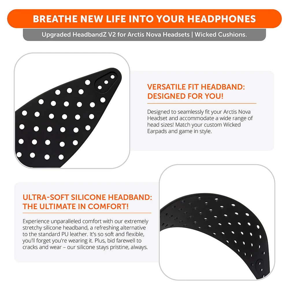 Wicked Cushions WC HeadbandZ Arctis Nova V2 hovedbøjle Black, ekstra bred