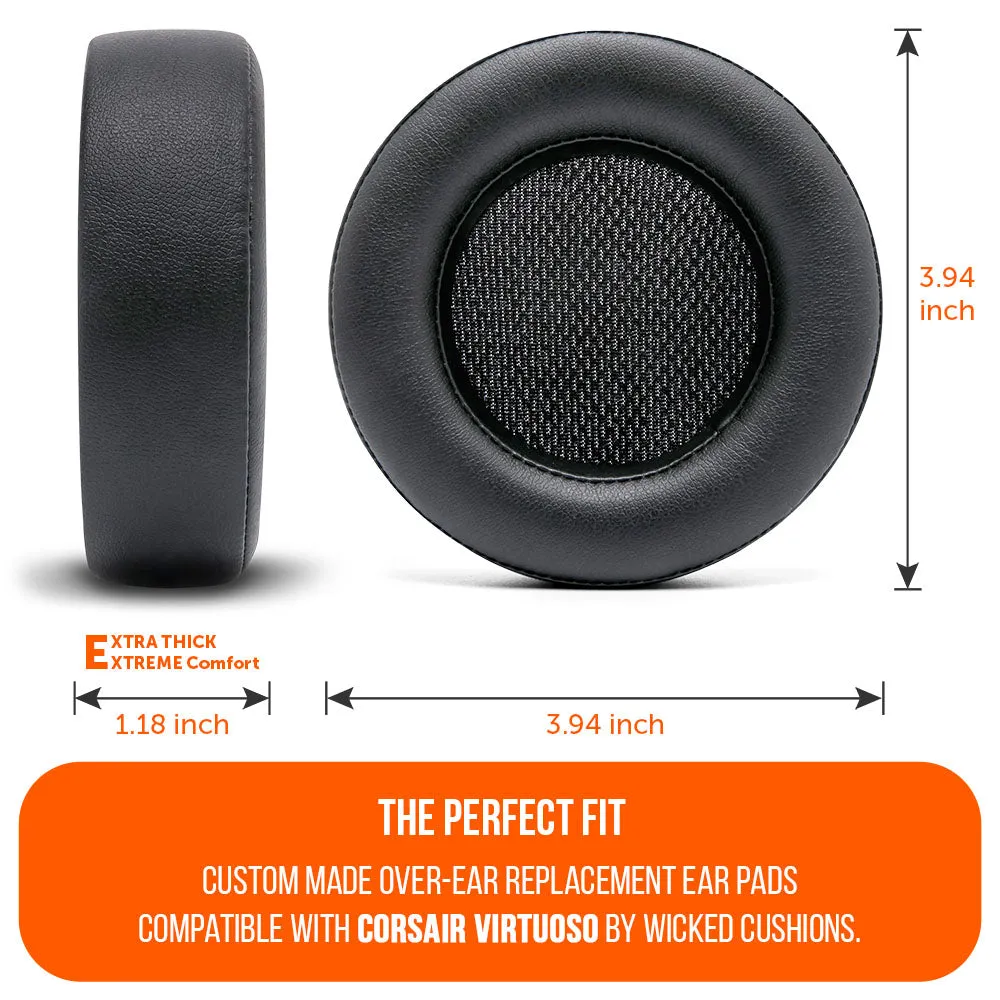 Wicked Cushions Upgraded Corsair Virtuoso ørepuder sort memoryskum